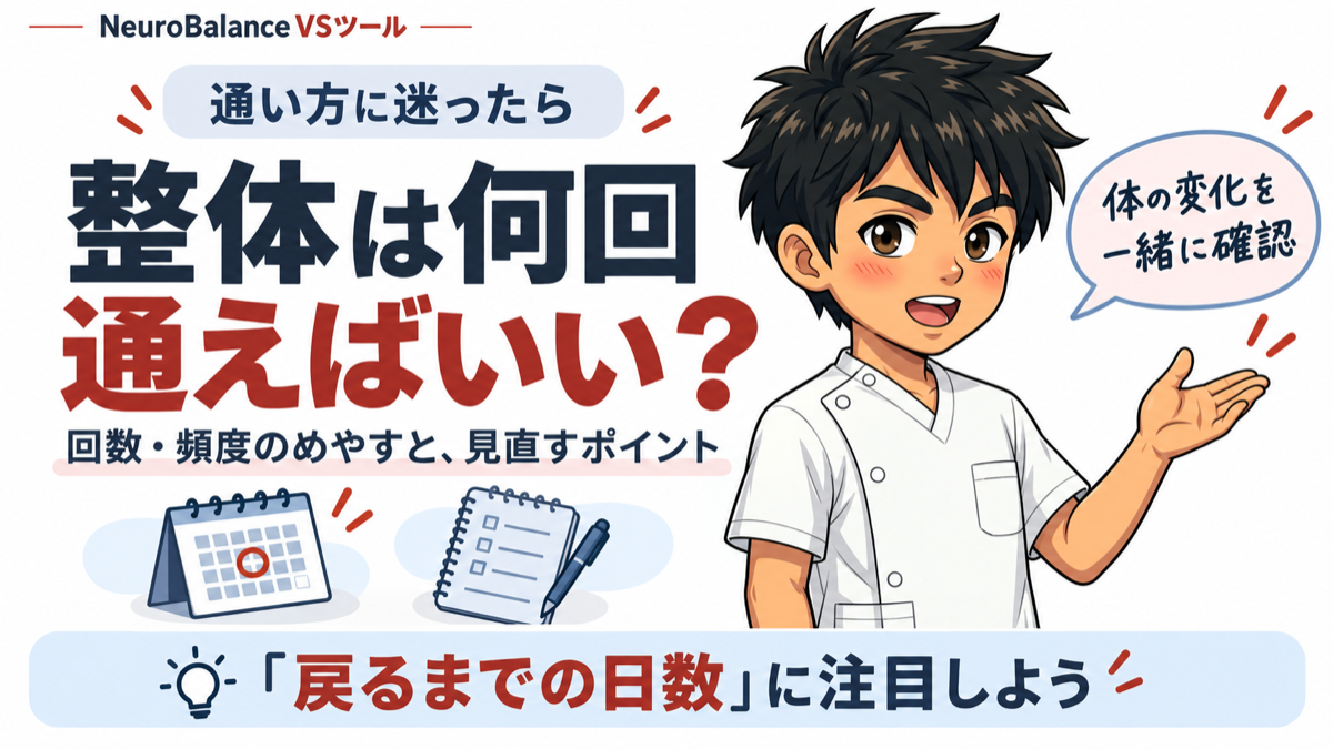 通い方に迷ったら。整体は何回通えばいい？回数・頻度のめやすと見直すポイント。戻るまでの日数に注目しよう